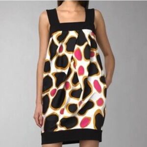 Diane Von Furstenberg Black and Pink Patterned Mini Dress